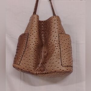 Textured Tan Brown Satchel Shoulder Bag